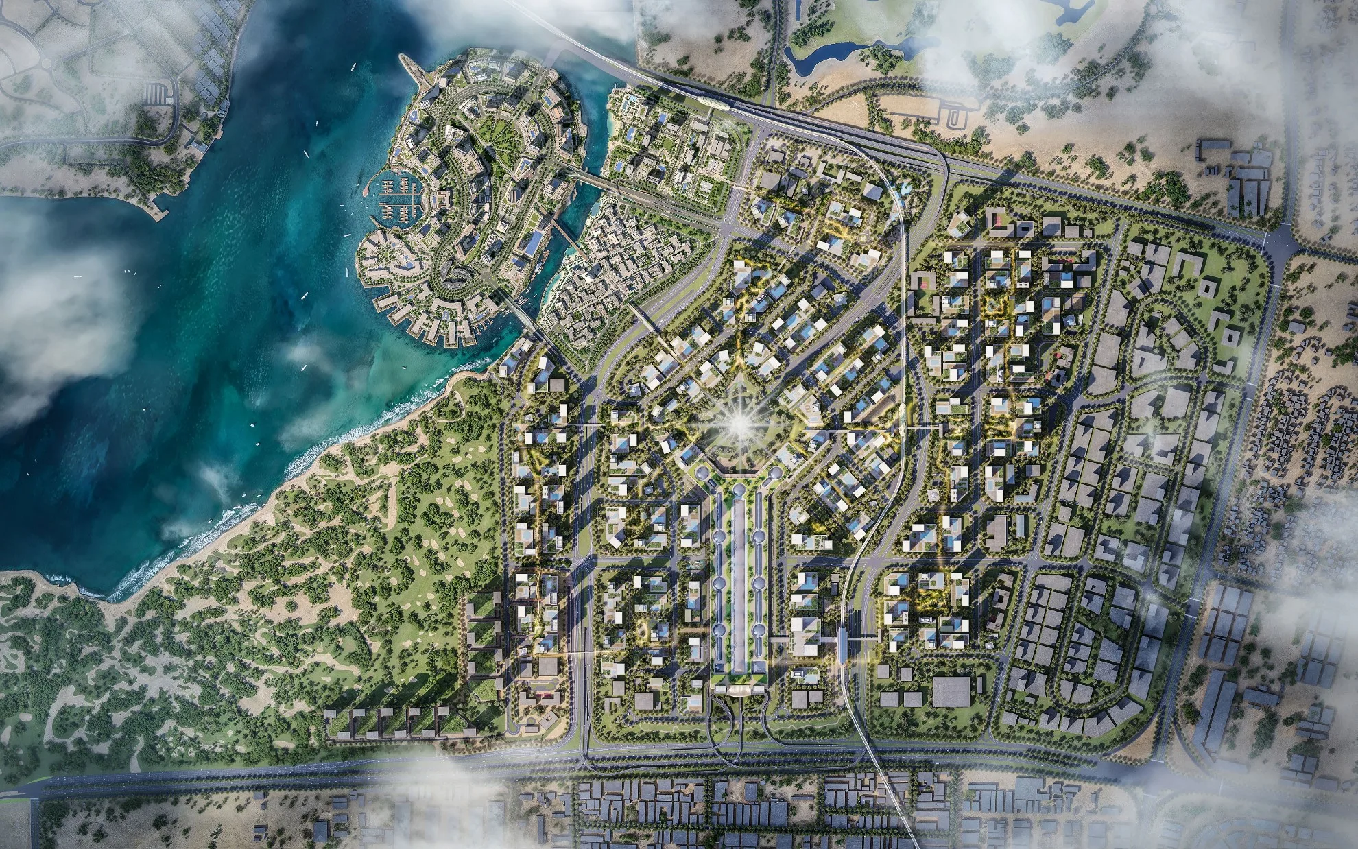 Lunaya masterplan showing lagoons, parks, villas and Lunaya Terraces